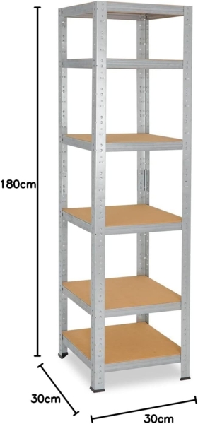 shelfplaza HOME 180x30x30 cm Schwerlastregal in grau-verzinkt mit 6 Böden und 145 kg Traglast pro Boden Bild 2