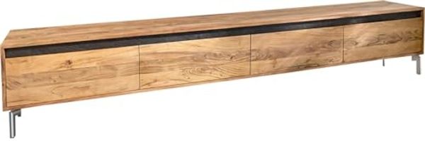 Lowboard Stonegrace 240 cm Akazie Natur 4 Türen Fuß Oval Edelstahl