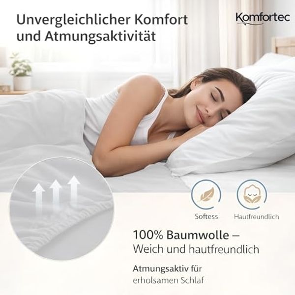 Komfortec 2er Pack Jersey Spannbettlaken 200x200 cm, 100% Baumwolle, Doppelpack Spannbettuch Bild 3