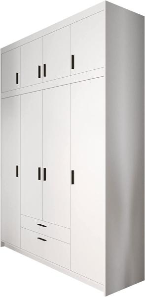 Kleiderschrank Elena 4D (Farbe: Weiß, mit Aufsatz)