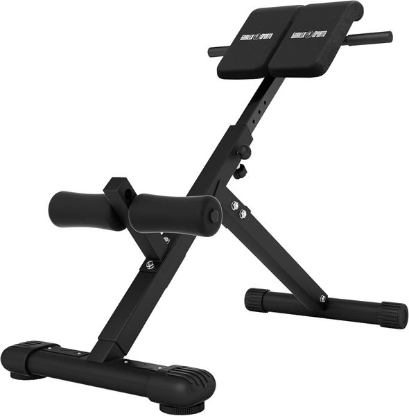 GORILLA SPORTS Rückentrainer Hyperextension - Verstellbar, Klappbar, Schwarz / Weiß - Bauchtrainer