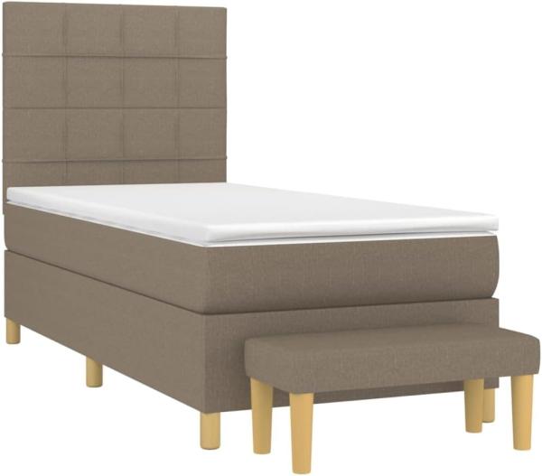 vidaXL Boxspringbett mit Matratze Taupe 90x200 cm Stoff 3137129