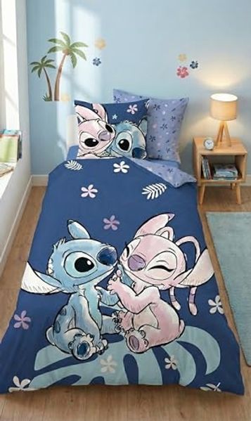 Lilo & Stitch Bettwäsche Set Bettbezug 140x200 cm + 65x65 cm Baumwoll-Mix