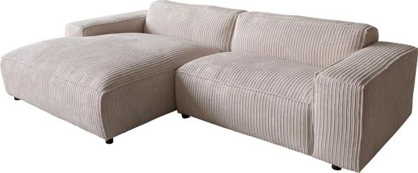 Ecksofa Tenso 280x165 cm Cord Beige Recamiere links