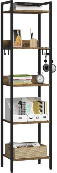 EUGAD Standregal, Aufbewahrungsregal mit 5 Ebenen und 4 Haken, industriell