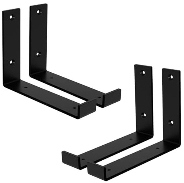 ML-DESIGN Wandregalhalter Regalhalterung L-Form aus Metall, Regalwinkel für Wandmontage, 4-tlg, Industrielle Wandregal Schwarz, Regalträger Regalhalterungen