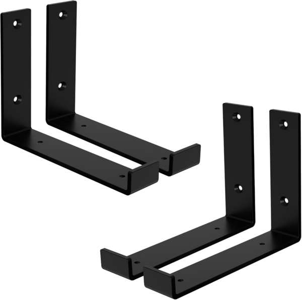 ML-DESIGN Wandregalhalter Regalhalterung L-Form aus Metall, Regalwinkel für Wandmontage, 4-tlg, Industrielle Wandregal Schwarz, Regalträger Regalhalterungen