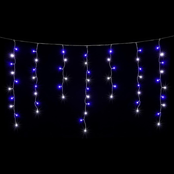 Salcar LED-Lichtervorhang LED Lichterkette Eisregen Lichtervorhang Weihnachtsdeko Aussen 8 Modi, 2m, 80er LED Lichtervorhang, Blauweiß