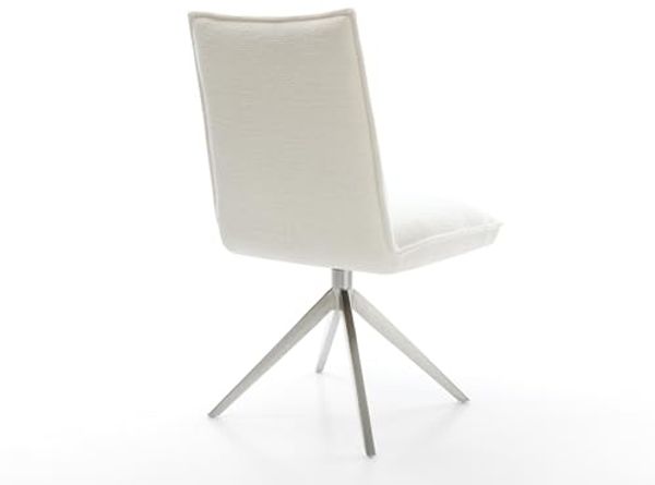 Drehstuhl Lelio-Flex Bouclé Soft Beige Kreuzgestell breit Edelstahl 360° drehbar Wippfunktion Taschenfederkern Bild 7