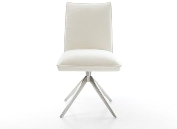 Drehstuhl Lelio-Flex Bouclé Soft Beige Kreuzgestell breit Edelstahl 360° drehbar Wippfunktion Taschenfederkern Bild 4