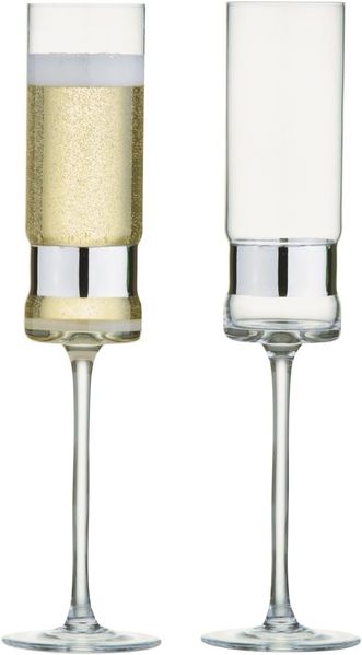2er Set Anton Studio Designs SoHo Champagnerflöten Sektgläser silber