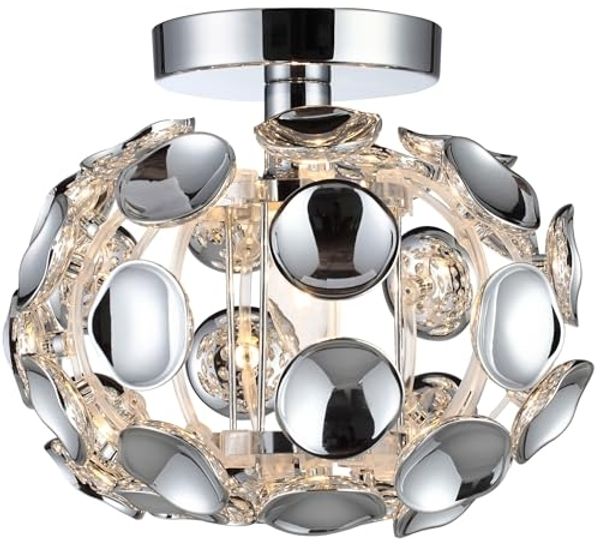 BRILLA Deckenlampe Ø25cm – Elegante Chrom-Metall-Acryl Leuchte für stilvolle Innenräume, 1-flammig E14