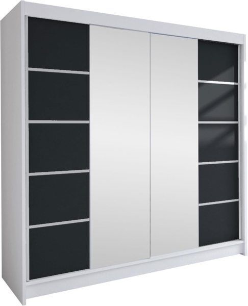 Kleiderschrank Talin V, ohne Beleuchtung, Farbe: Weiß / Schwarz