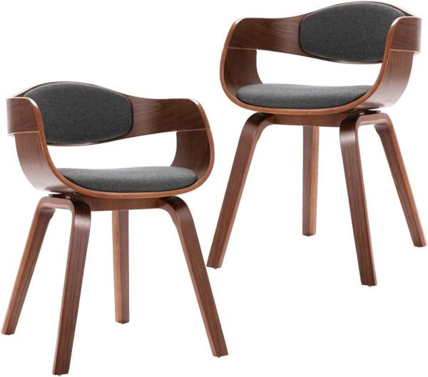 vidaXL Esszimmerstühle 2 Stk. Bugholz und Grau Stoff 287389