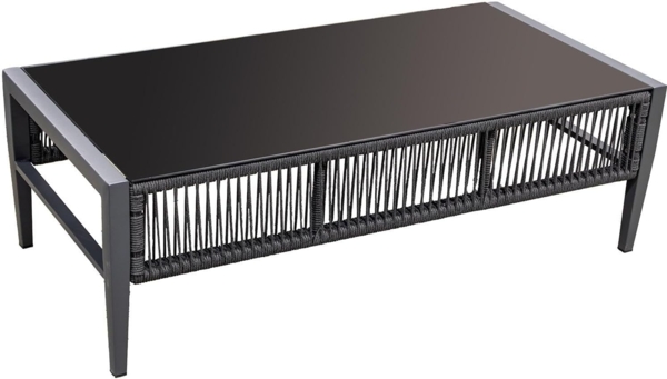 Sofa-Set Couchtisch und 2 Sessel aus Polyester und Aluminium in Schwarz und Grau, Sessel: 74 x 74 x 66 cm, Sofa: 198 x 74 x 66 cm, Tisch: 128 x 60 x 41 cm Bild 7