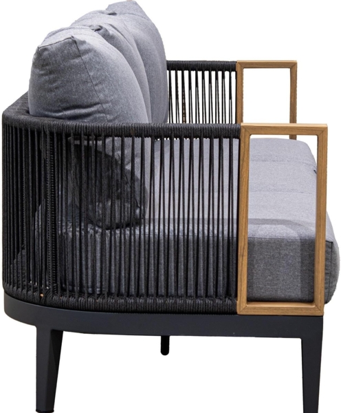 Sofa-Set Couchtisch und 2 Sessel aus Polyester und Aluminium in Schwarz und Grau, Sessel: 74 x 74 x 66 cm, Sofa: 198 x 74 x 66 cm, Tisch: 128 x 60 x 41 cm Bild 3