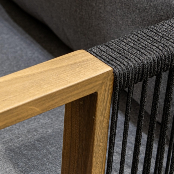 Sofa-Set Couchtisch und 2 Sessel aus Polyester und Aluminium in Schwarz und Grau, Sessel: 74 x 74 x 66 cm, Sofa: 198 x 74 x 66 cm, Tisch: 128 x 60 x 41 cm Bild 5