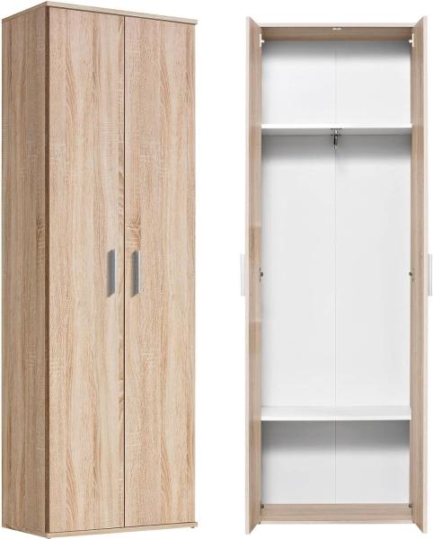 mokebo® Garderobenschrank mit Kleiderstange aus Holz 'Der Lange' 60CM Breite, schmaler Mehrzweckschrank in Sonoma Eiche für den Flur, Schrank & kleiner Kleiderschrank | 60x180x34 (B/H/T in CM) | Braun