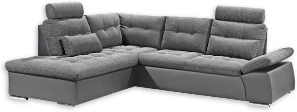 Ecksofa JAK Couch Schlafcouch Sofa Lederlook dunkel grau Ottomane links L-Form