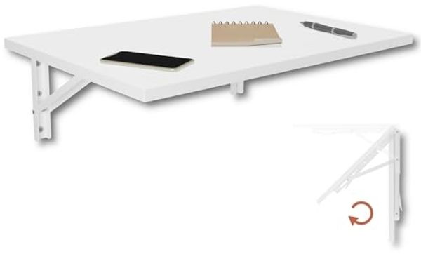 KDR Produktgestaltung Klapptisch 60x40 Wandklapptisch Esstisch Küchentisch Schreibtisch Wand Tisch, Weiß