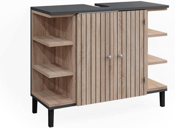 Vicco Waschtischunterschrank Aquis 79,6 x 64 cm, Sonoma Anthrazit, Badezimmer