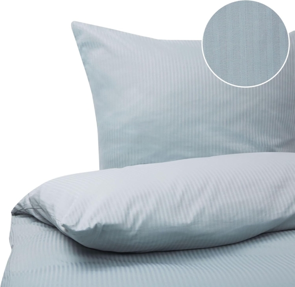 Bettwäsche-Set Streifenmuster AVONDALE 135x200 cm Baumwoll-Satin Grau