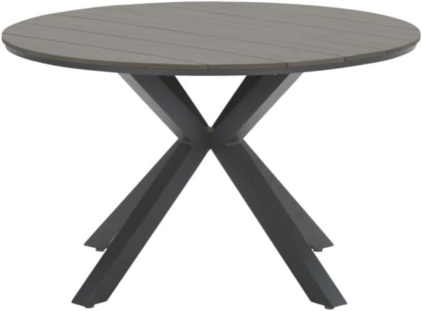 Gardissimo Gartentisch Armati dunkel rund 148 cm (Esstisch, 1 Nonwood Tisch), höhenverstellbare Füße / absolut wetterfest / pflegeleicht / Aluminium