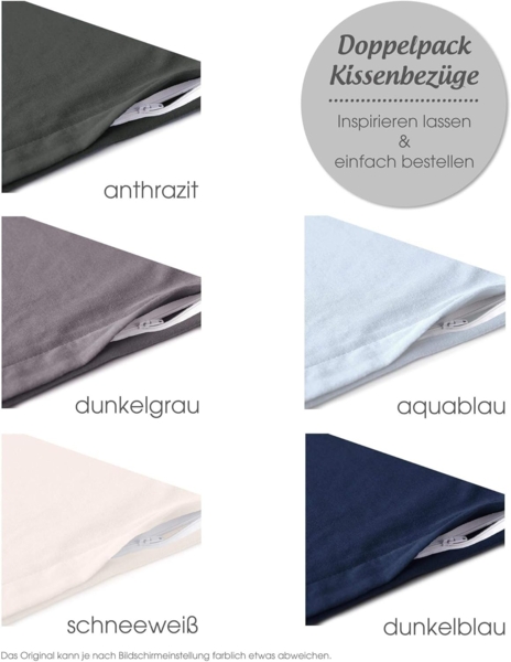 aqua-textil Classic Line Kissenbezug 2er-Set 20x120 cm dunkel grau Baumwolle Seitenschläferrolle Bezug Jersey Kissenhülle, Kopfkissenüberzug, Pillowcase, Bettkissen, Kopfkissenbezug, Reißverschluss Bild 4