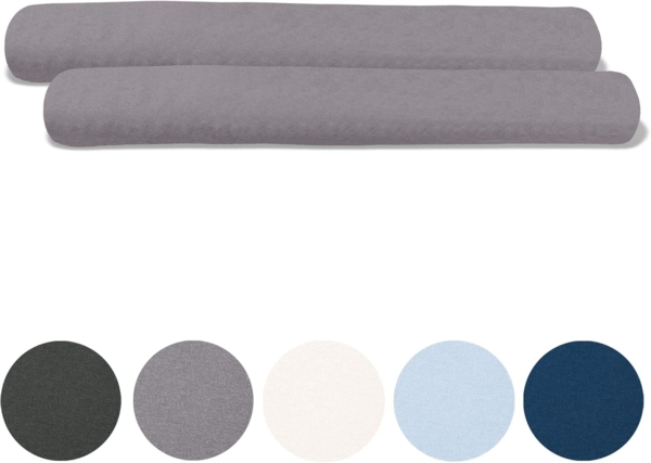 aqua-textil Classic Line Kissenbezug 2er-Set 20x120 cm dunkel grau Baumwolle Seitenschläferrolle Bezug Jersey Kissenhülle, Kopfkissenüberzug, Pillowcase, Bettkissen, Kopfkissenbezug, Reißverschluss Bild 2