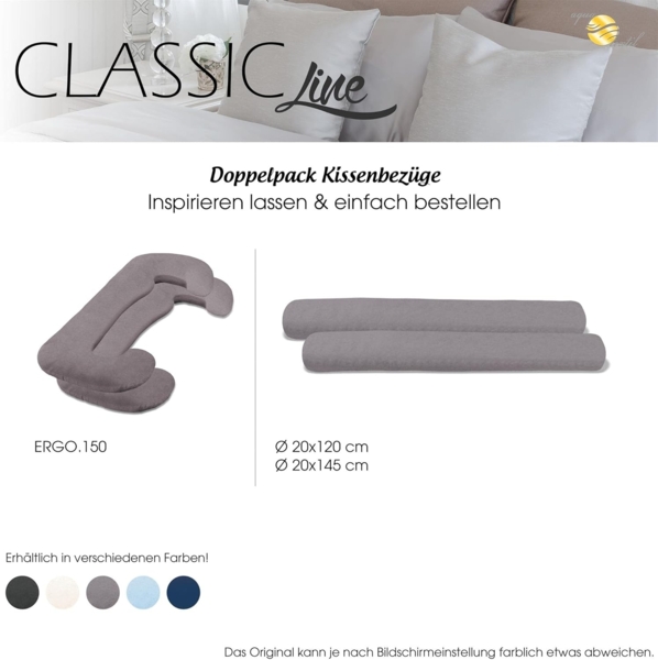 aqua-textil Classic Line Kissenbezug 2er-Set 20x120 cm dunkel grau Baumwolle Seitenschläferrolle Bezug Jersey Kissenhülle, Kopfkissenüberzug, Pillowcase, Bettkissen, Kopfkissenbezug, Reißverschluss Bild 7