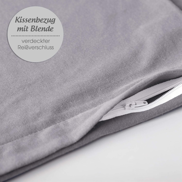 aqua-textil Classic Line Kissenbezug 2er-Set 20x120 cm dunkel grau Baumwolle Seitenschläferrolle Bezug Jersey Kissenhülle, Kopfkissenüberzug, Pillowcase, Bettkissen, Kopfkissenbezug, Reißverschluss Bild 3