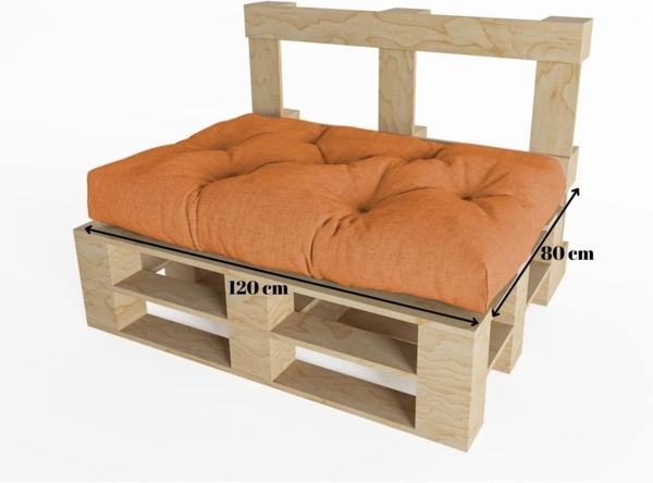 chilly pilley Palettenauflage Schaumflocken palettenkissen Palettenpolster Palettenmöbel Palettensofa Rückenlehne Sitzkissen Seitenkissen Set (3er Set Orange) Bild 6