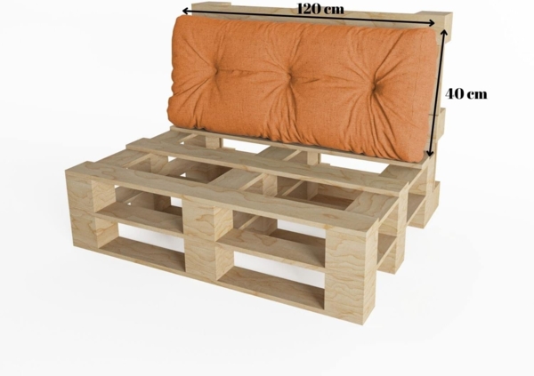 chilly pilley Palettenauflage Schaumflocken palettenkissen Palettenpolster Palettenmöbel Palettensofa Rückenlehne Sitzkissen Seitenkissen Set (3er Set Orange) Bild 5