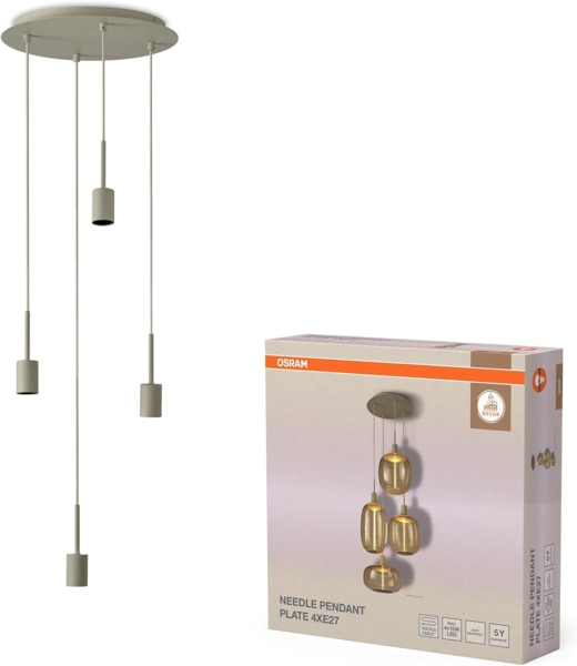Osram Decor Pendelleuchte Needle Plate 4xE27, beige, Stahl, Vintage-Wirkung, hochwertige Optik, IP20