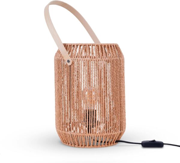 Paco Home Tischleuchte NANDO, ohne Leuchtmittel, Tischlampe Schreibtischlampe Beistelltisch Lampenschirm Boho Korb E27