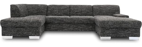 DOMO collection Star Wohnlandschaft, U-Form, Polstergarnitur, Sofa, Couch 150 x 304 x 150 cm in Webstoff schwarz