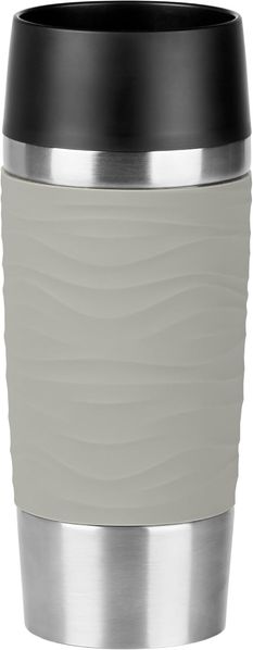 EMSA 'Travel Mug Waves' Isolierbecher, Edelstahl, pudergrau, 360 ml