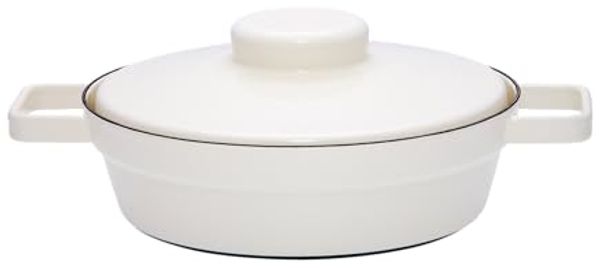 Riess Aromapot Emaille Pfanne mit Deckel 24 cm Pure White