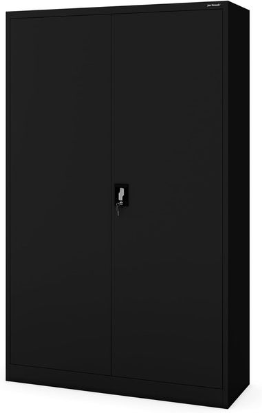 Jan Nowak Metallschrank Jan II 185 x 115 x 40 cm - Aktenschrank abschließbar mit 2 Türen, Mehrzweckschrank mit 5 Ebenen, Büroschrank aus Stahlschrank mit Pulverbeschichtung - Schwarz