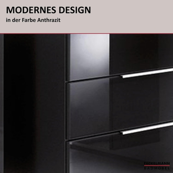 Fackelmann KARA Waschbeckenunterschrank 80 cm, Anthrazit, 2 Schubladen Bild 3