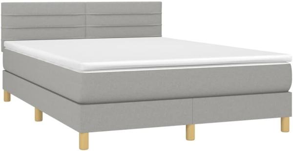 vidaXL Boxspringbett mit Matratze Hellgrau 140x190 cm Stoff 3140689