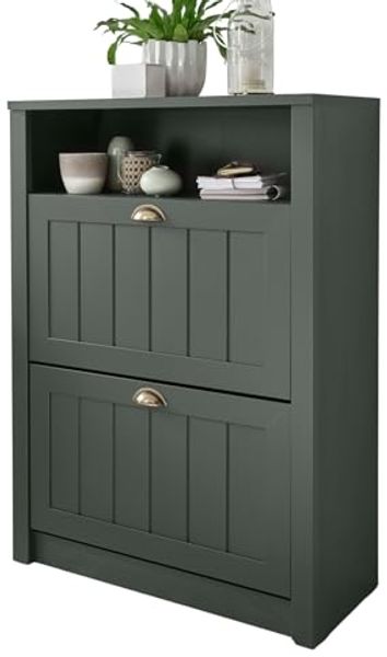 Schuhschrank Forres in grün Landhaus 80 x 112 cm