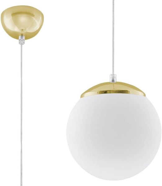 Pendelleuchte, Weiß, Gold, Stahl, H 80 cm