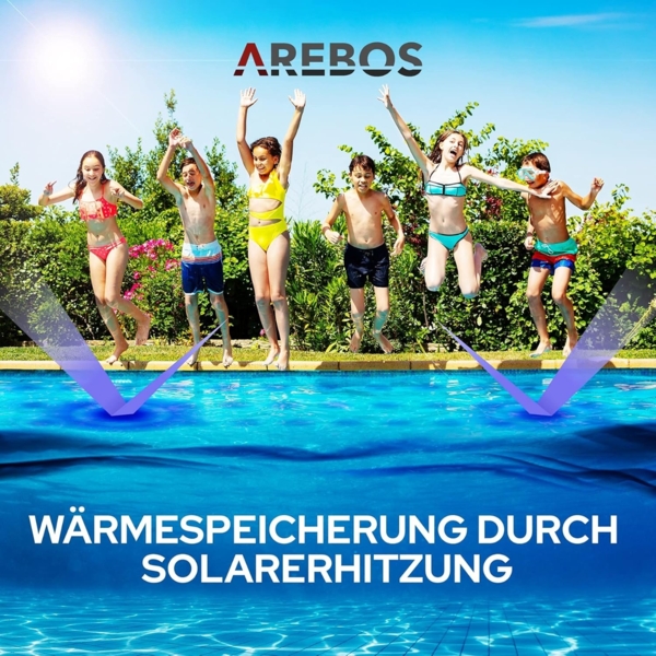 Arebos Solarabdeckplane Pool Solarfolie/Abdeckung, Rund Ø 5 m, Solarplane Stärke 400 µm, Maße Durchmesser: 5 m Bild 3