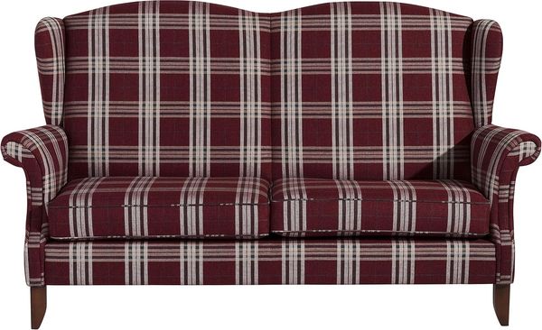 Verita Sofa 2,5-Sitzer Flachgewebe Rot Buche Nussbaumfarben