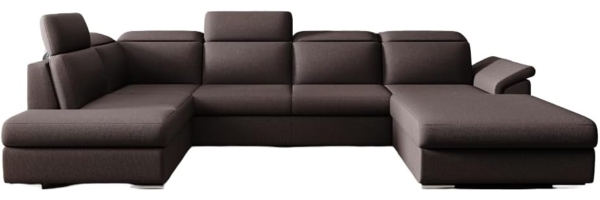 Designer Sofa Emiliano mit Schlaf- und Klappfunktion Stoff Dunkelbraun Rechts