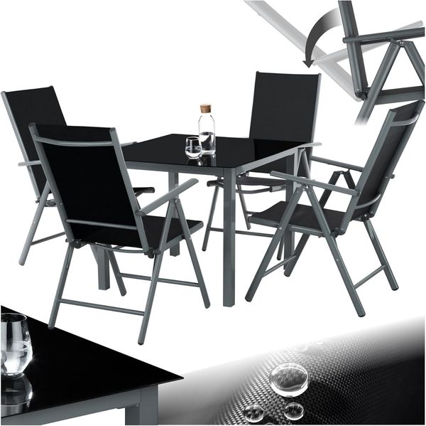 tectake Essgruppe Sitzgruppe, (Set, 5-tlg), mit Aluminiumgestell, für 4 Personen