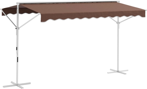 Outsunny Markise 4 x 3 m Standmarkise mit Faltarm Kurbel (Gartenmarkise, 1-St, Verstellbarer Sonnenschutz) für Garten, Balkon, Polyester, Kaffee