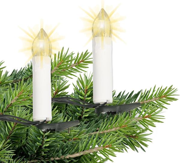 Gartenpirat LED-Lichterkette 14,5m 30 LED-Kerzen warmweiß Timer Weihnachtsbeleuchtung Innen&Außen