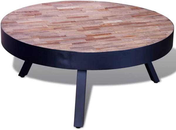 Couchtisch Rund, Altholz Teak/ Eisen, 31 x Ø 76 cm
